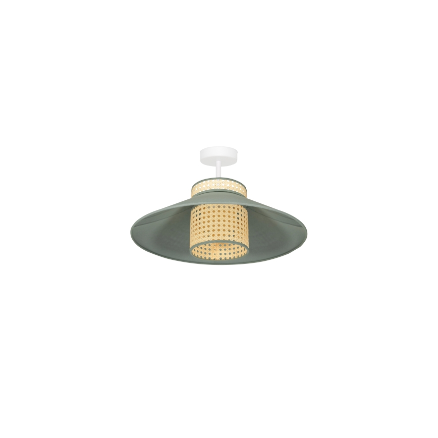 Duolla - Virsapmetuma lustra RIO RATTAN 1xE27/15W/230V d. 45 cm zaļa/rotanga