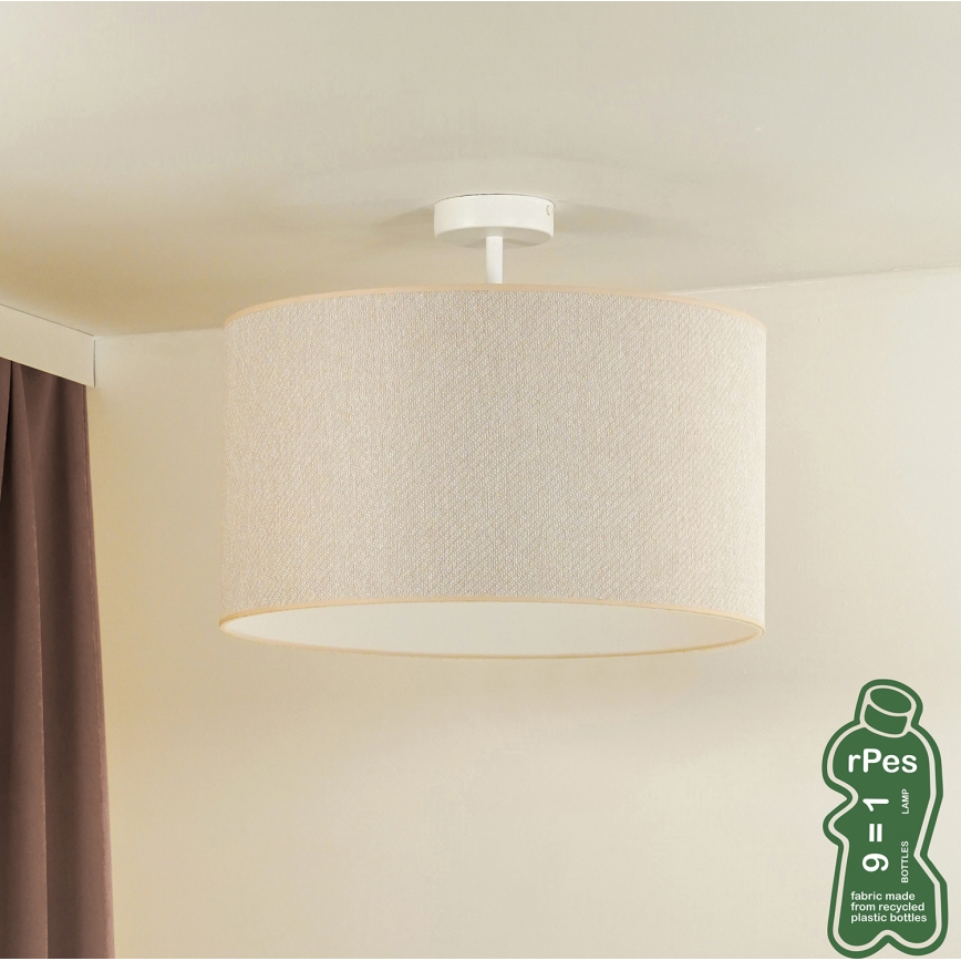Duolla - Virsapmetuma lustra ROLLER ECO RECYCLING 1xE27/15W/230V d. 45 cm krēmkrāsa
