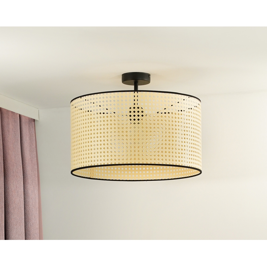 Duolla - Virsapmetuma lustra ROLLER RATTAN 1xE27/15W/230V d. 45 cm bēša/melna