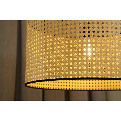 Duolla - Virsapmetuma lustra ROLLER RATTAN 1xE27/15W/230V d. 45 cm bēša/melna