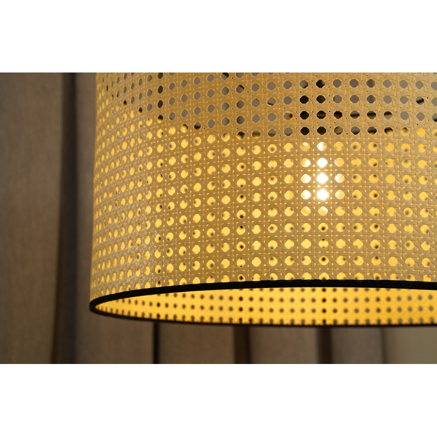 Duolla - Virsapmetuma lustra ROLLER RATTAN 1xE27/15W/230V d. 45 cm bēša/melna