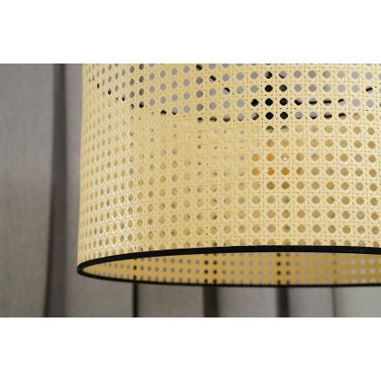 Duolla - Virsapmetuma lustra ROLLER RATTAN 1xE27/15W/230V d. 45 cm bēša/melna