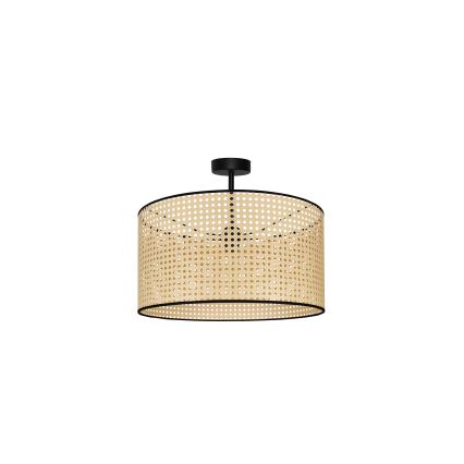 Duolla - Virsapmetuma lustra ROLLER RATTAN 1xE27/15W/230V d. 45 cm bēša/melna