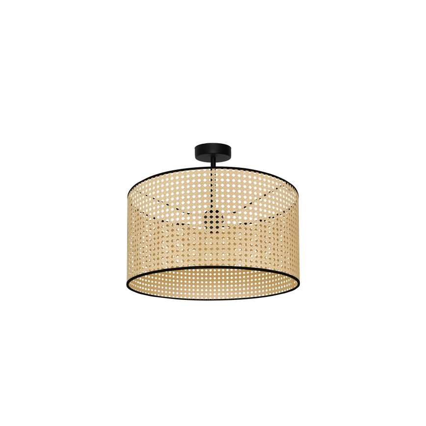 Duolla - Virsapmetuma lustra ROLLER RATTAN 1xE27/15W/230V d. 45 cm bēša/melna