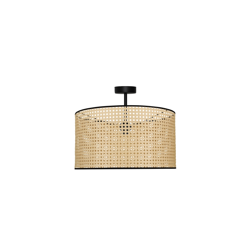 Duolla - Virsapmetuma lustra ROLLER RATTAN 1xE27/15W/230V d. 45 cm bēša/melna