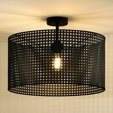 Duolla - Virsapmetuma lustra ROLLER RATTAN 1xE27/15W/230V d. 45 cm melna