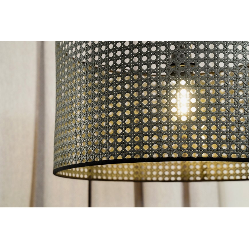 Duolla - Virsapmetuma lustra ROLLER RATTAN 1xE27/15W/230V d. 45 cm melna