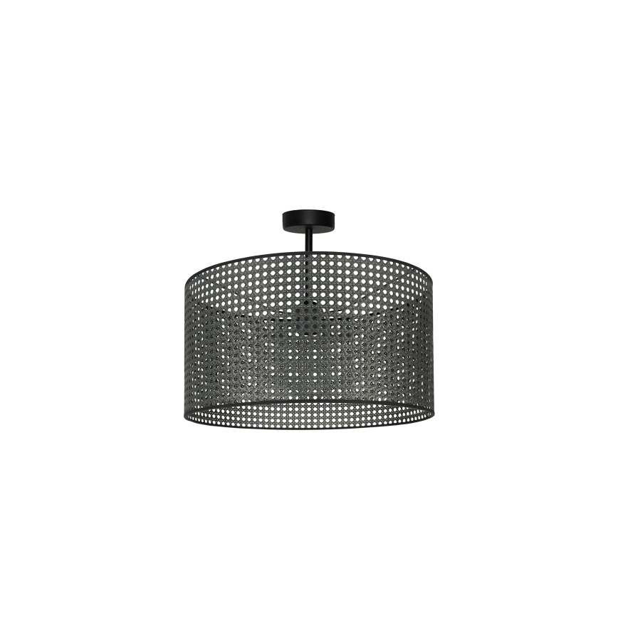 Duolla - Virsapmetuma lustra ROLLER RATTAN 1xE27/15W/230V d. 45 cm melna