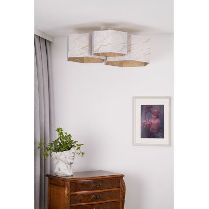 Duolla - Virsapmetuma lustra ROLLER TRIO HEX 3xE27/15W/230V balta/zelta