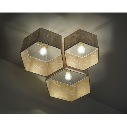 Duolla - Virsapmetuma lustra ROLLER TRIO HEX 3xE27/15W/230V balta/zelta