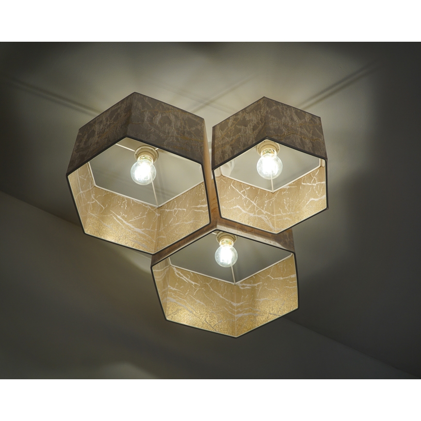 Duolla - Virsapmetuma lustra ROLLER TRIO HEX 3xE27/15W/230V balta/zelta