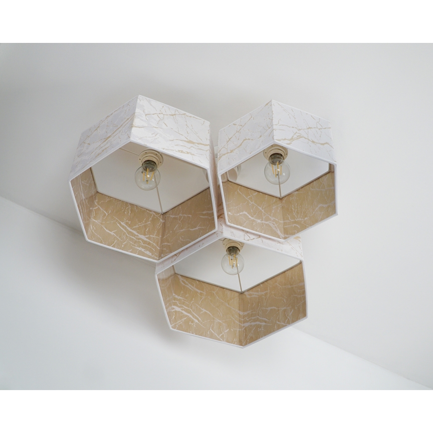 Duolla - Virsapmetuma lustra ROLLER TRIO HEX 3xE27/15W/230V balta/zelta
