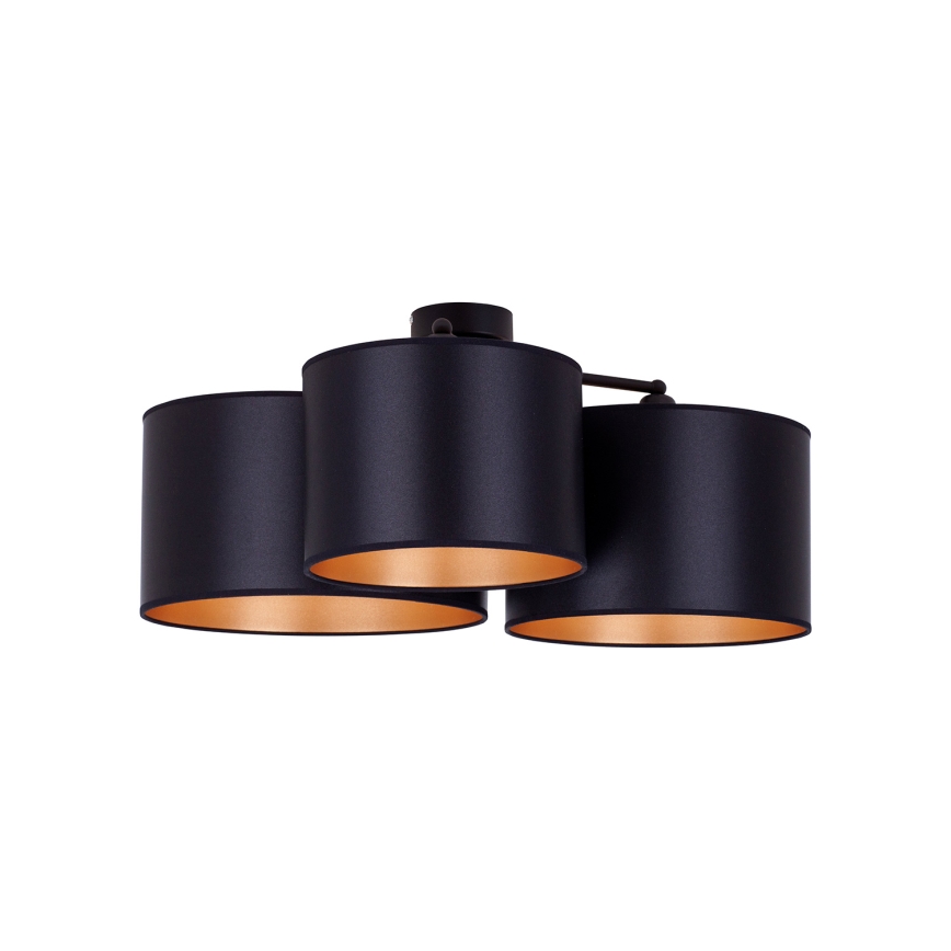 Duolla - Virsapmetuma lustra ROLLER TRIO SHINY 3xE27/15W/230V melna/zelta