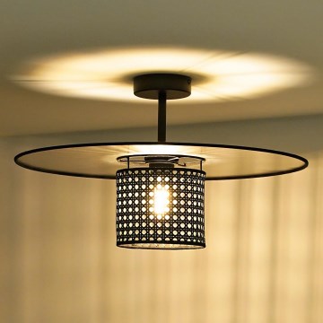 Duolla - Virsapmetuma lustra TOKYO RATTAN 1xE27/15W/230V d. 50 cm melna/sudraba