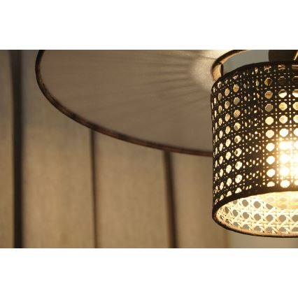 Duolla - Virsapmetuma lustra TOKYO RATTAN 1xE27/15W/230V d. 50 cm melna/sudraba