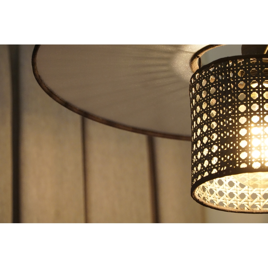 Duolla - Virsapmetuma lustra TOKYO RATTAN 1xE27/15W/230V d. 50 cm melna/sudraba