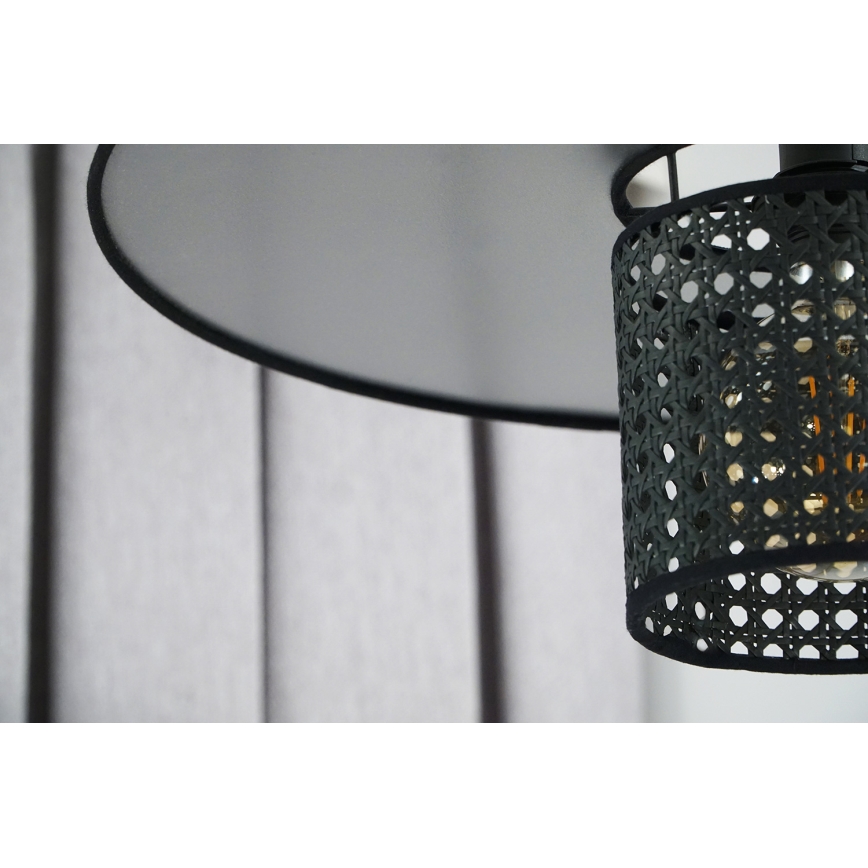 Duolla - Virsapmetuma lustra TOKYO RATTAN 1xE27/15W/230V d. 50 cm melna/sudraba