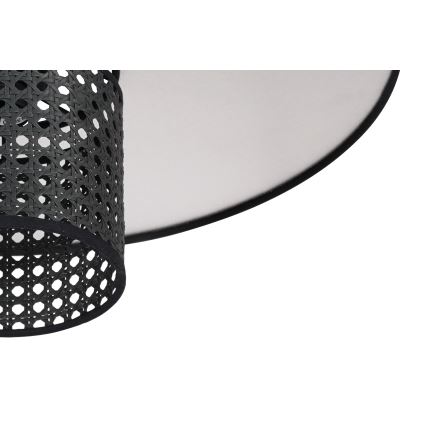 Duolla - Virsapmetuma lustra TOKYO RATTAN 1xE27/15W/230V d. 50 cm melna/sudraba