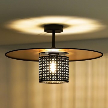 Duolla - Virsapmetuma lustra TOKYO RATTAN 1xE27/15W/230V d. 50 cm zelta/melna