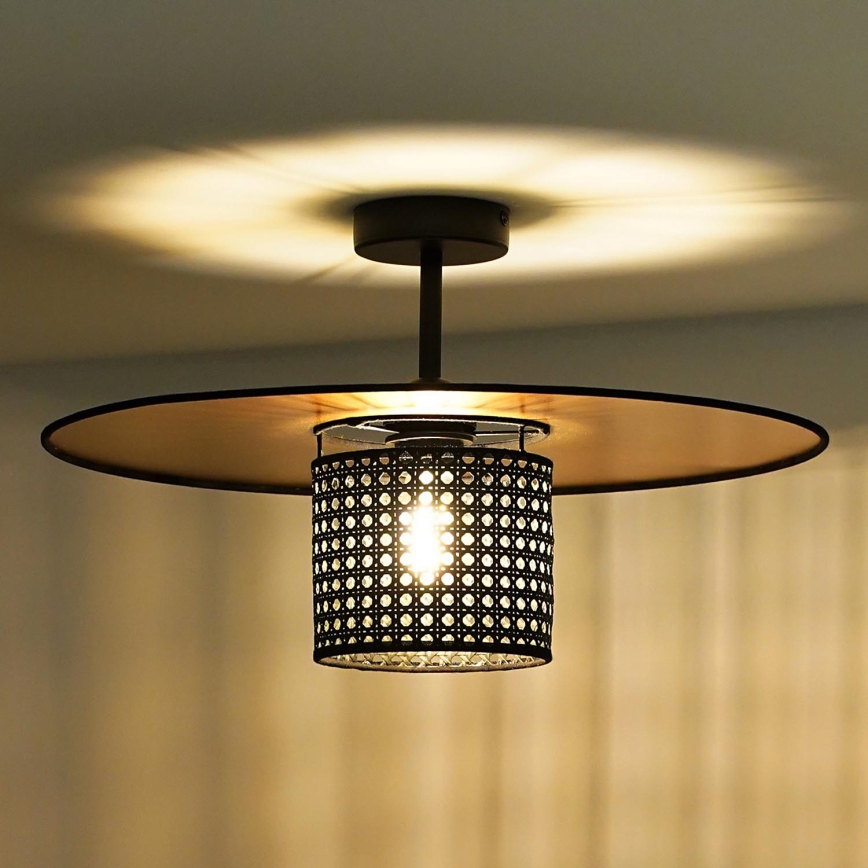 Duolla - Virsapmetuma lustra TOKYO RATTAN 1xE27/15W/230V d. 50 cm zelta/melna