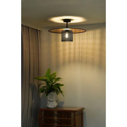 Duolla - Virsapmetuma lustra TOKYO RATTAN 1xE27/15W/230V d. 50 cm zelta/melna