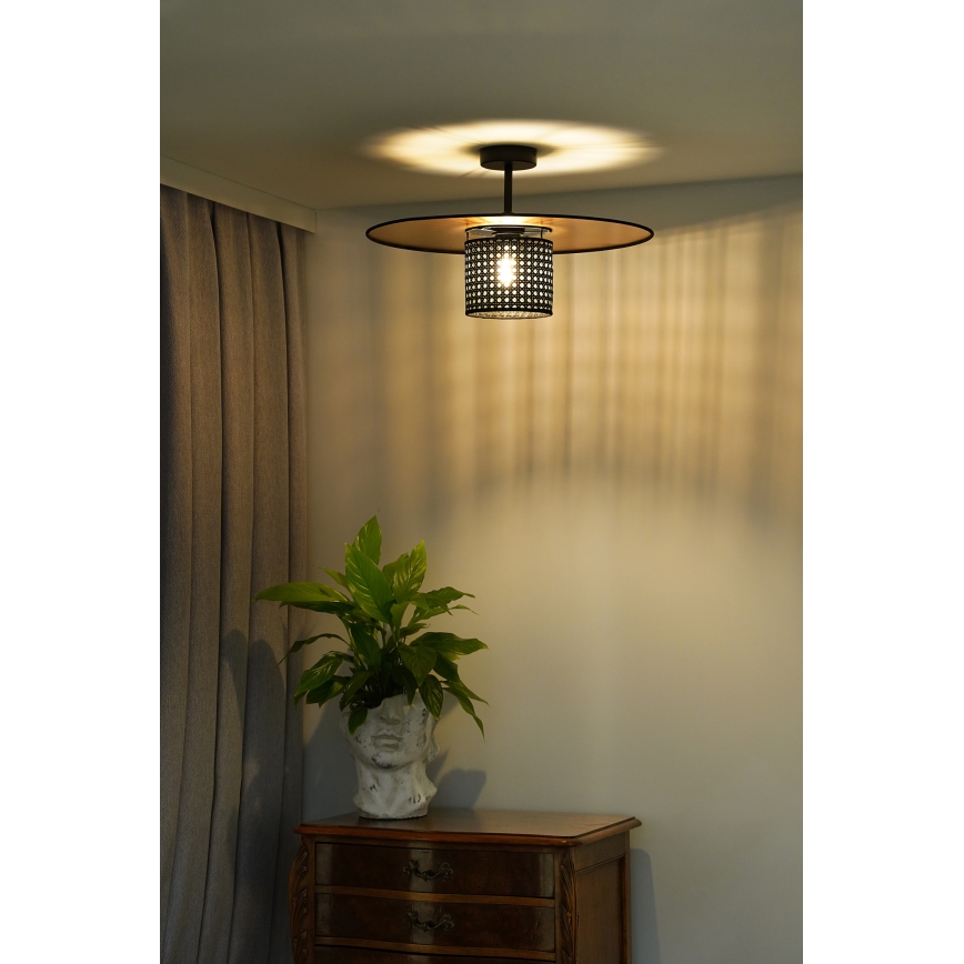 Duolla - Virsapmetuma lustra TOKYO RATTAN 1xE27/15W/230V d. 50 cm zelta/melna