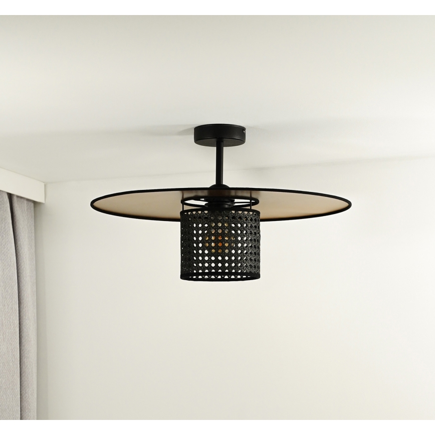 Duolla - Virsapmetuma lustra TOKYO RATTAN 1xE27/15W/230V d. 50 cm zelta/melna