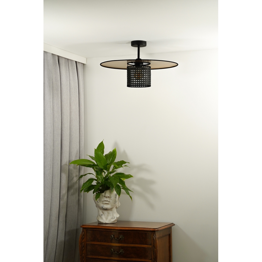 Duolla - Virsapmetuma lustra TOKYO RATTAN 1xE27/15W/230V d. 50 cm zelta/melna
