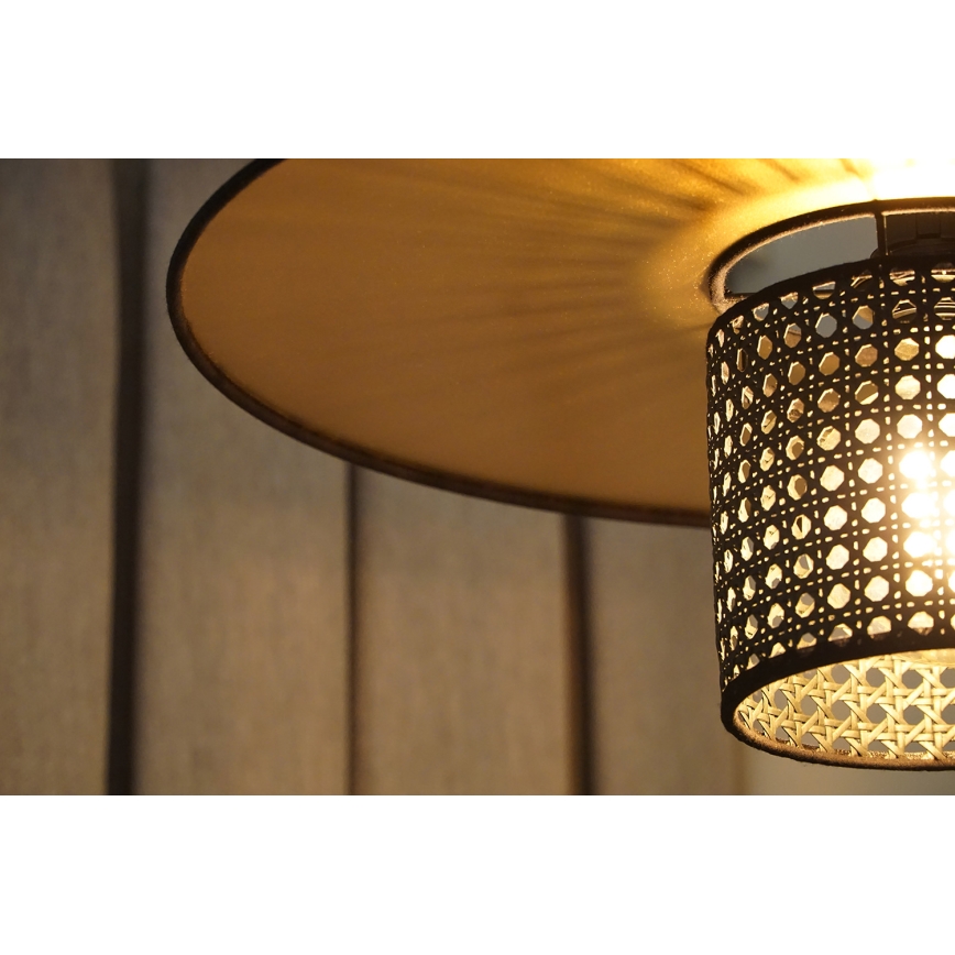 Duolla - Virsapmetuma lustra TOKYO RATTAN 1xE27/15W/230V d. 50 cm zelta/melna