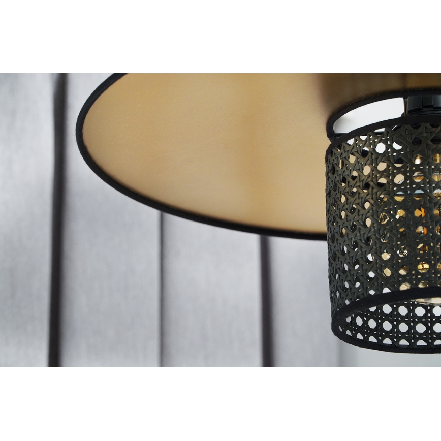 Duolla - Virsapmetuma lustra TOKYO RATTAN 1xE27/15W/230V d. 50 cm zelta/melna