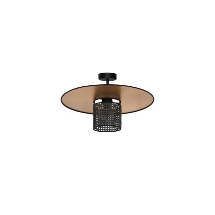 Duolla - Virsapmetuma lustra TOKYO RATTAN 1xE27/15W/230V d. 50 cm zelta/melna