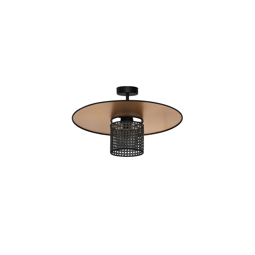 Duolla - Virsapmetuma lustra TOKYO RATTAN 1xE27/15W/230V d. 50 cm zelta/melna