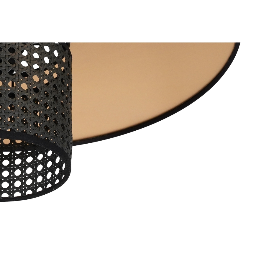 Duolla - Virsapmetuma lustra TOKYO RATTAN 1xE27/15W/230V d. 50 cm zelta/melna