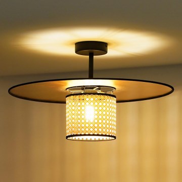 Duolla - Virsapmetuma lustra TOKYO RATTAN 1xE27/15W/230V d. 50 cm zelta/rotanga
