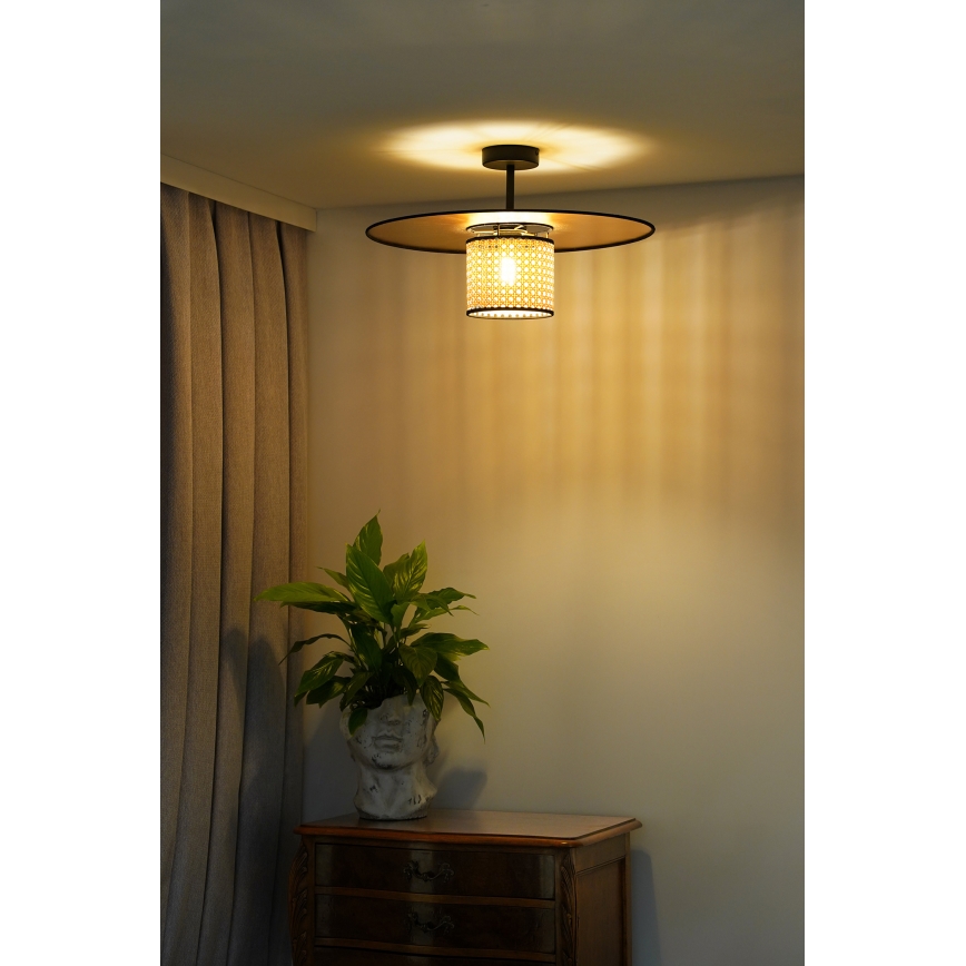 Duolla - Virsapmetuma lustra TOKYO RATTAN 1xE27/15W/230V d. 50 cm zelta/rotanga