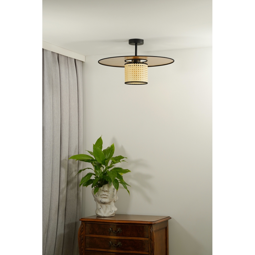 Duolla - Virsapmetuma lustra TOKYO RATTAN 1xE27/15W/230V d. 50 cm zelta/rotanga