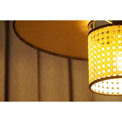 Duolla - Virsapmetuma lustra TOKYO RATTAN 1xE27/15W/230V d. 50 cm zelta/rotanga