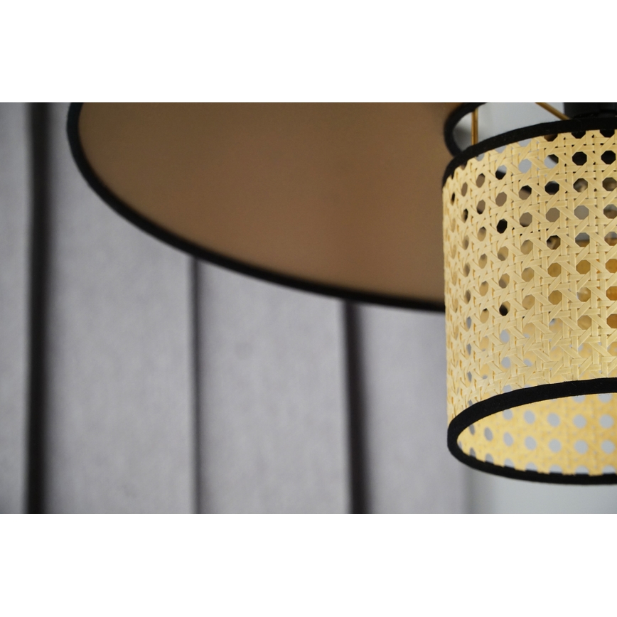 Duolla - Virsapmetuma lustra TOKYO RATTAN 1xE27/15W/230V d. 50 cm zelta/rotanga