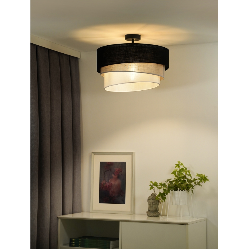 Duolla - Virsapmetuma lustra TRIO 1xE27/15W/230V d. 45 cm melna/pelēka/balta