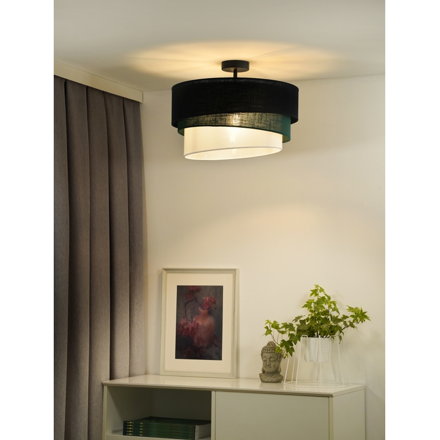 Duolla - Virsapmetuma lustra TRIO 1xE27/15W/230V d. 45 cm melna/zaļa/balta