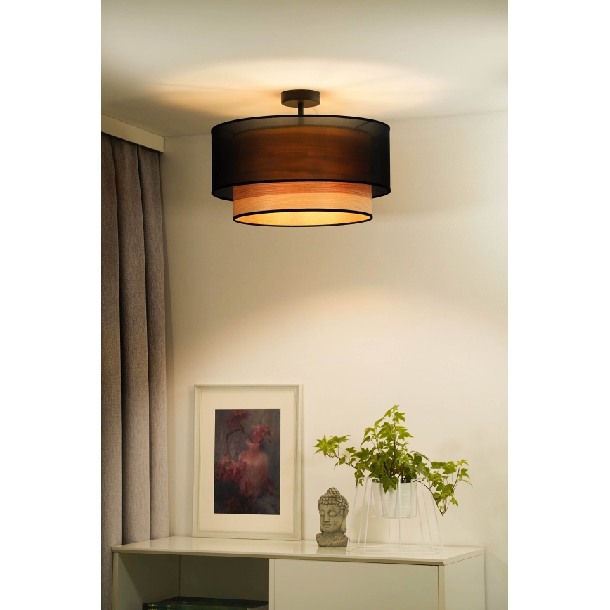 Duolla - Virsapmetuma lustra WOOD BOHO 1xE27/15W/230V d. 45 cm melna/bēša