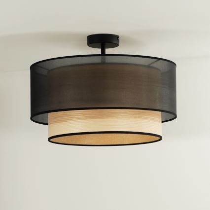 Duolla - Virsapmetuma lustra WOOD BOHO 1xE27/15W/230V d. 45 cm melna/bēša