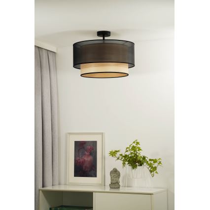 Duolla - Virsapmetuma lustra WOOD BOHO 1xE27/15W/230V d. 45 cm melna/bēša