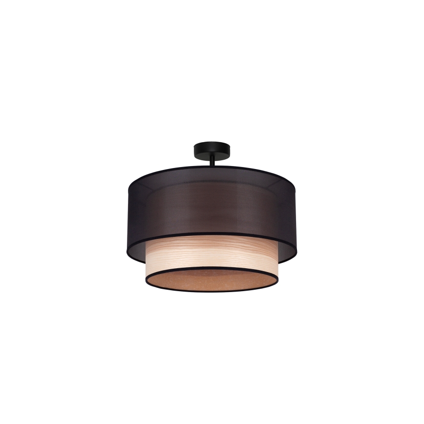 Duolla - Virsapmetuma lustra WOOD BOHO 1xE27/15W/230V d. 45 cm melna/bēša