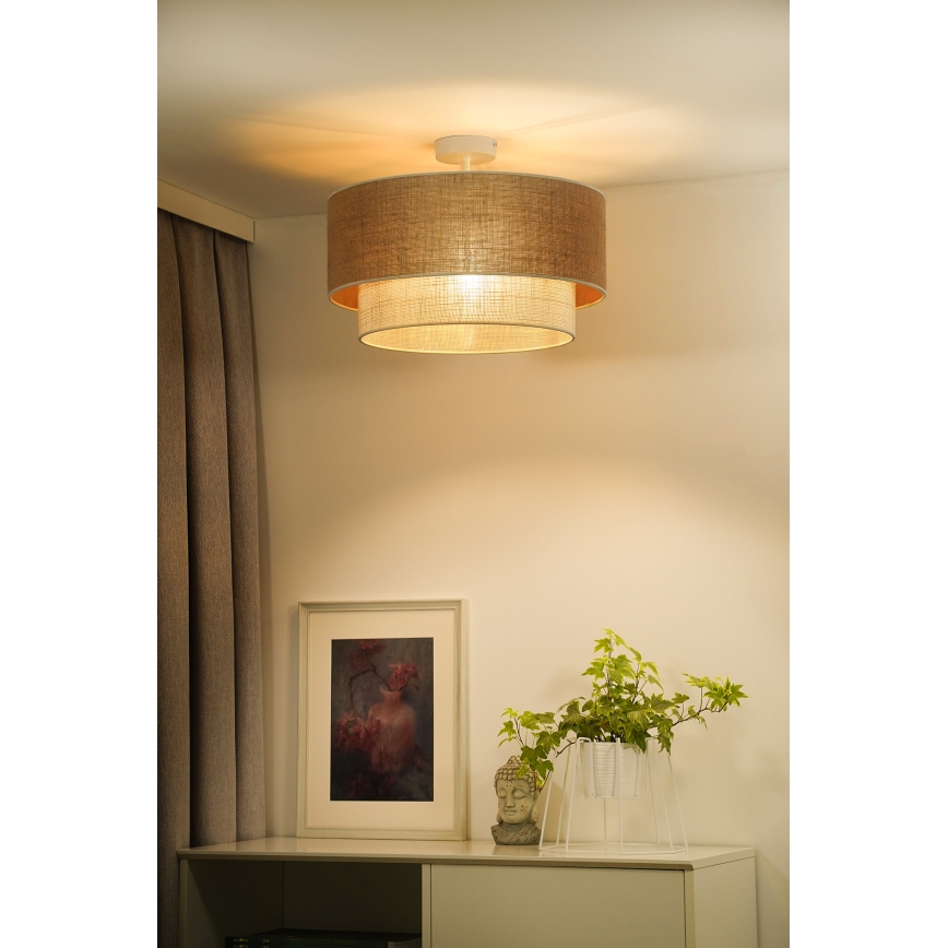 Duolla - Virsapmetuma lustra YUTE BOHO 3xE27/15W/230V d. 60 cm brūna/krēmkrāsa