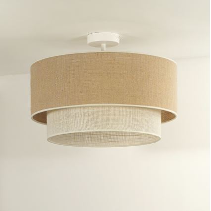 Duolla - Virsapmetuma lustra YUTE BOHO 3xE27/15W/230V d. 60 cm brūna/krēmkrāsa