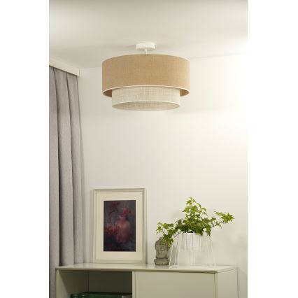 Duolla - Virsapmetuma lustra YUTE BOHO 3xE27/15W/230V d. 60 cm brūna/krēmkrāsa