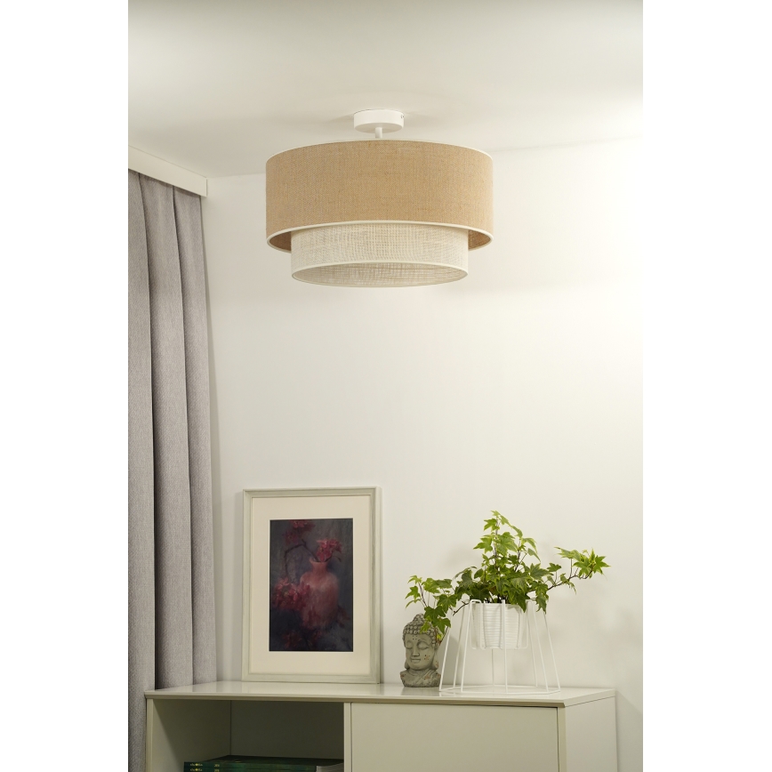 Duolla - Virsapmetuma lustra YUTE BOHO 3xE27/15W/230V d. 60 cm brūna/krēmkrāsa