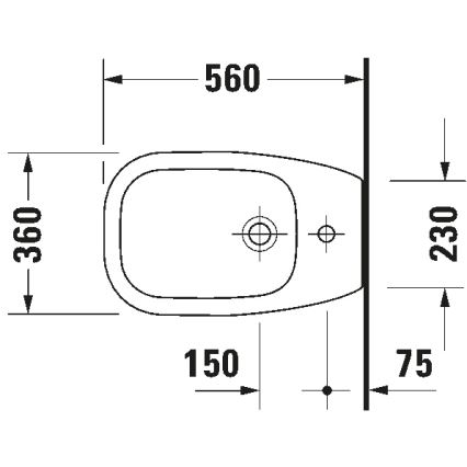Duravit 22411000002 - Grīdas bide D-CODE 35,5x52,5 cm keramika/spīdīgi balta