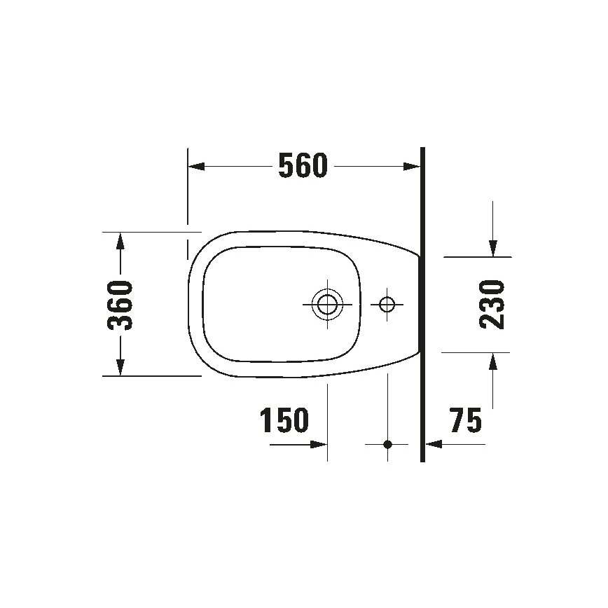 Duravit 22411000002 - Grīdas bide D-CODE 35,5x52,5 cm keramika/spīdīgi balta
